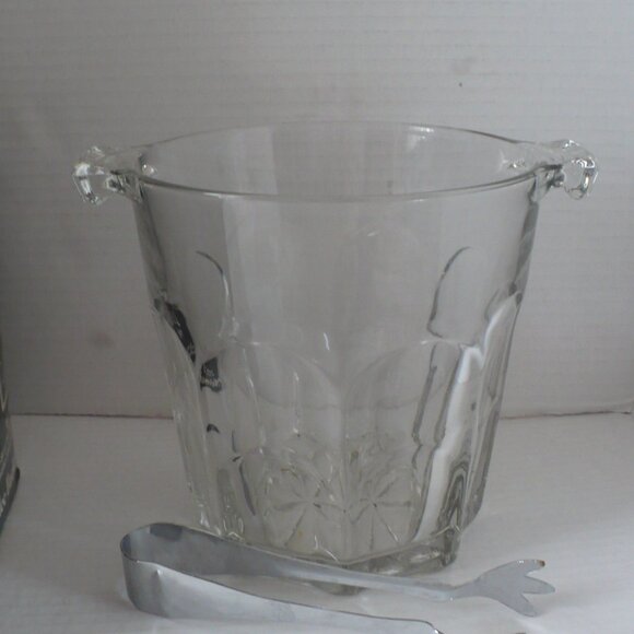 Crystal Ice Bucket w/Chrome Tongs by Leanard Silver Co. Original Box - Picture 5 of 7